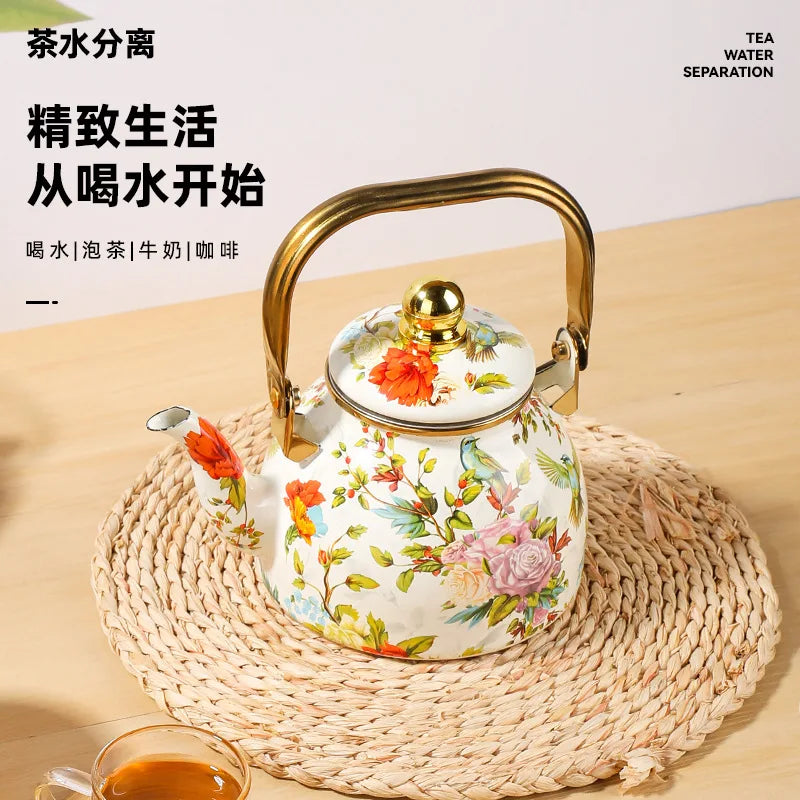 1.2L Household Enamel Boiling Kettle Outdoor Kitchen Cookware Can Make Coffee Milk Boiling Water Kettle