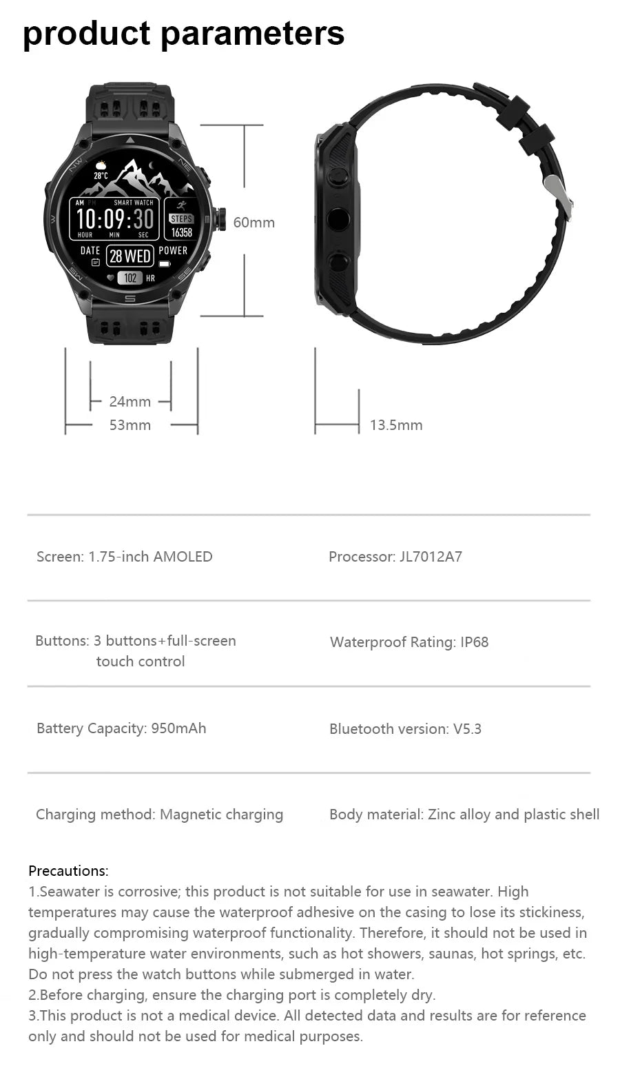 T-Rex 3 ULtra Military Grade 1000mAh Battery Smart Watch 10ATM Waterproof GPS call AMOLED HD Men 100+Sports 2025 New Smart watch