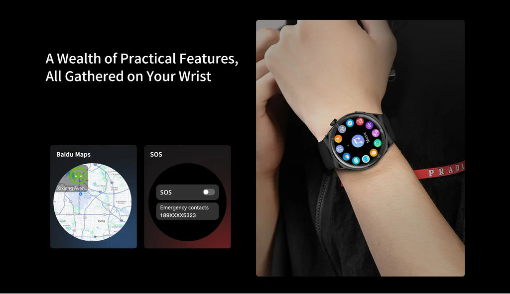 Aurafit Smartwatch NEXA 2/AM05 Bluetooth Chamada, Tela AMOLED 1.43", IP68, Monitor Cardíaco e SpO2, Bateria 300mAh metal de luxo