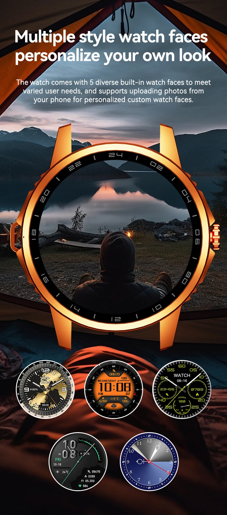2026 Men's Smart Watch LED Outdoor Flashlight Bluetooth Call Multifunctional Sports Fitness Tracker Large Capacity Battery