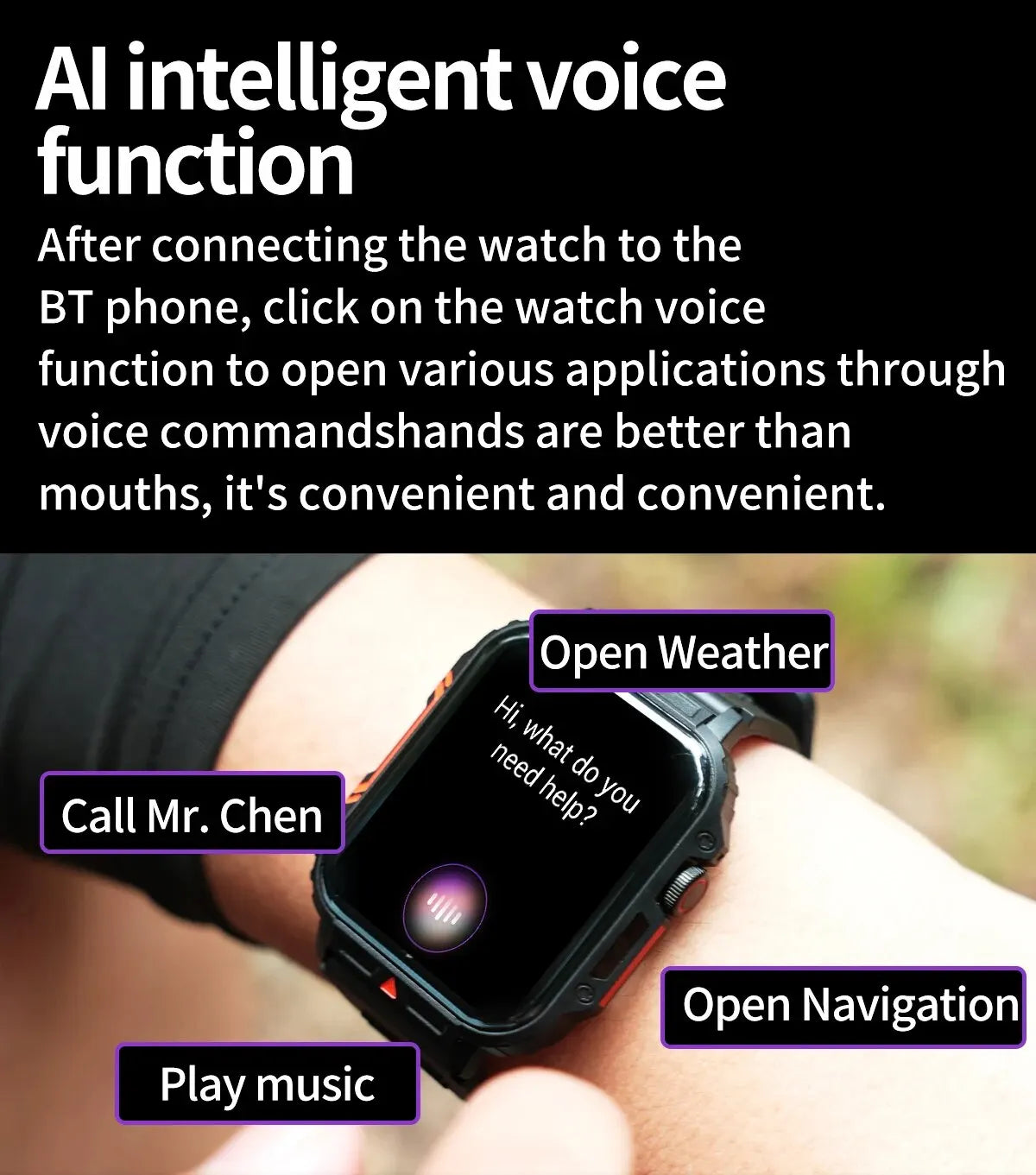 2025 New Rugged Military Sports Smart Watch 1.95 inch 300mAH Bluetooth Fitness Tracker reloj hombre Smarthwhatch For Android IOS