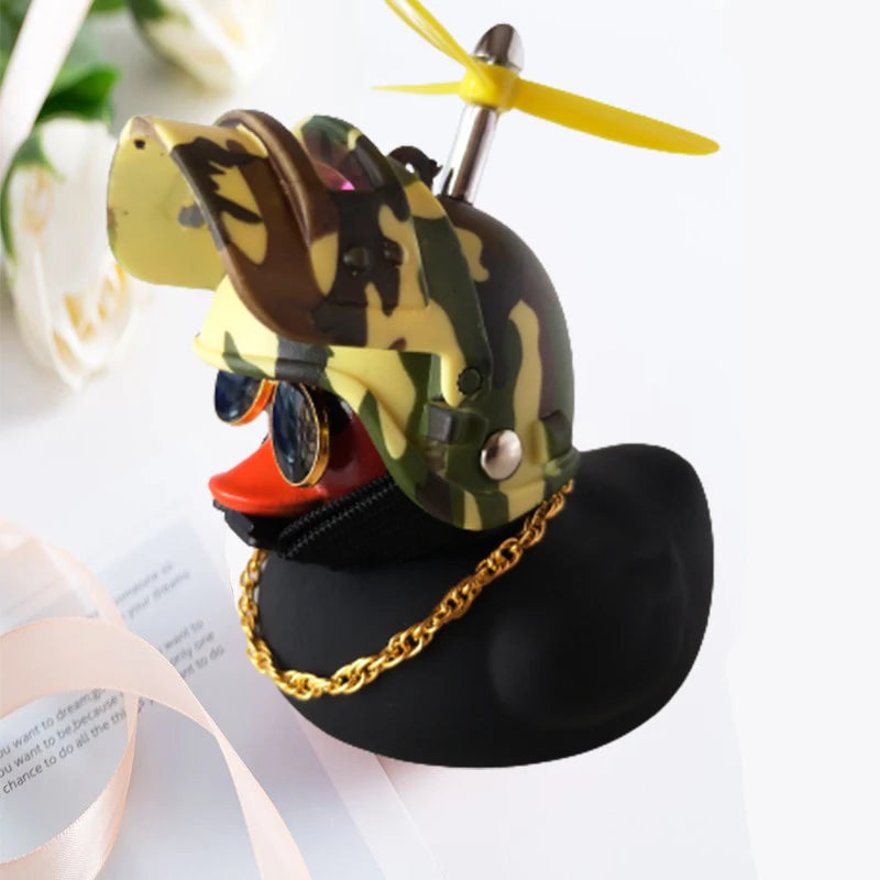 Broken Wind Rubber Duck Motor Accessories Yellow Duck with Helmet Auto Car Accessories Duck In The Car Car Interior Decoration