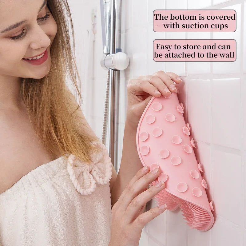 Silicone Foot Massage Pad Shower Mat Non-slip Wash Foot Pad Stick on Wall Surface Body Cleaning Tool Exfoliating Rub Back Brush