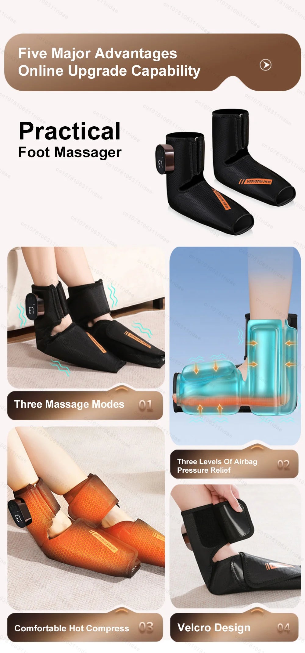 Electric Airbag Compression Foot Massager Airbag Kneading Foot Massage Vibration Warm Massage Feet Deep Relax Foot Ankle Brace