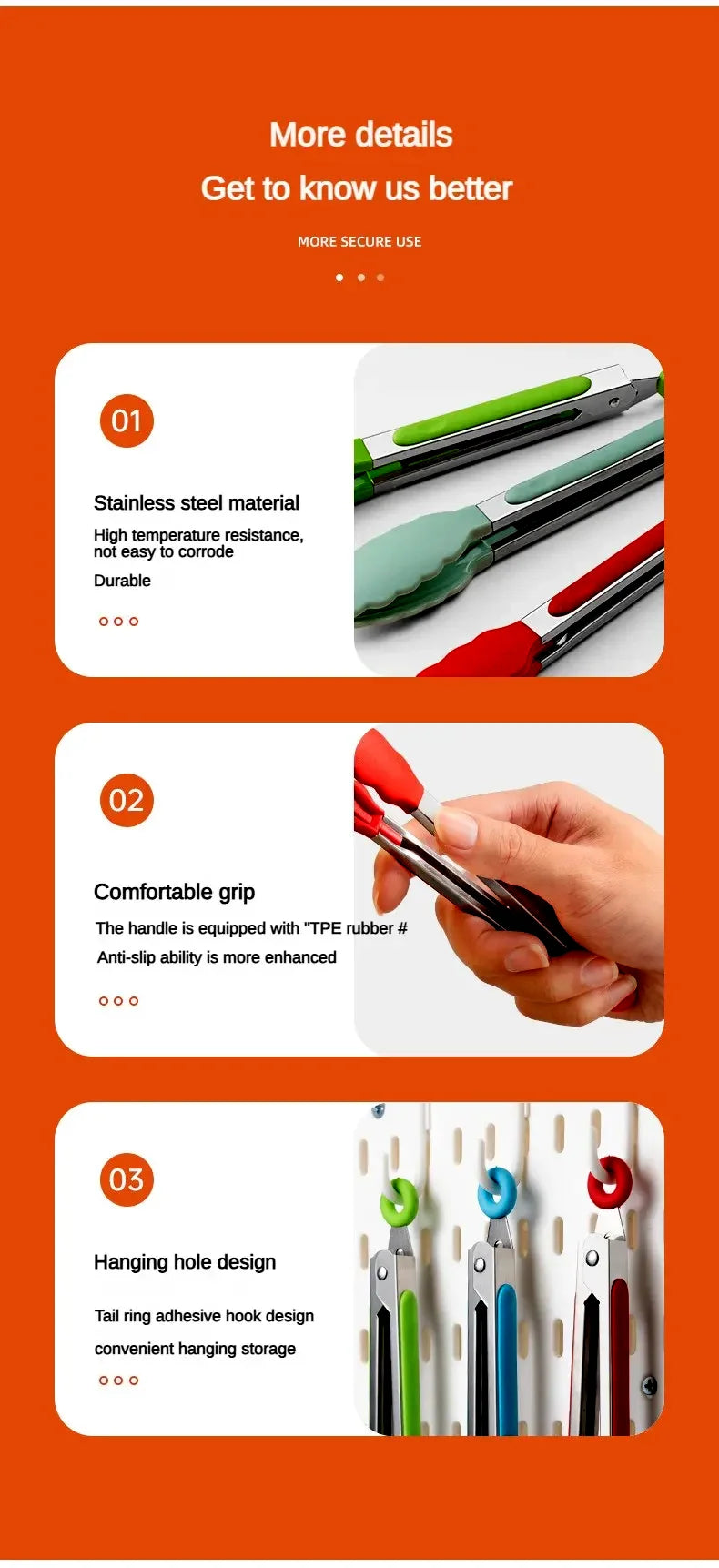 Anti Slip Cooking Serving Tongs Stainless Steel Food Clip Bread Salad Tong Heat-Resistant Barbecue Clips Kitchen Cooking Tool