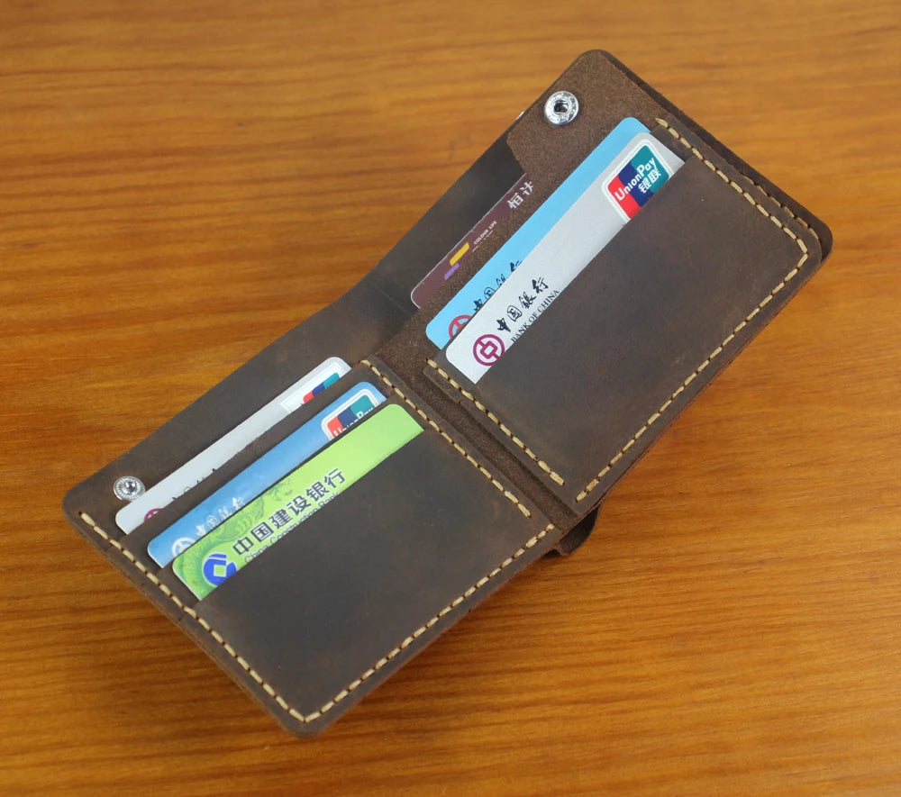 Luxury Handmade 100% Genuine Leather Men Wallet Purse Short Money Clip with Coin Pocket Male Money Bag Multi-Card Wallet Vintage