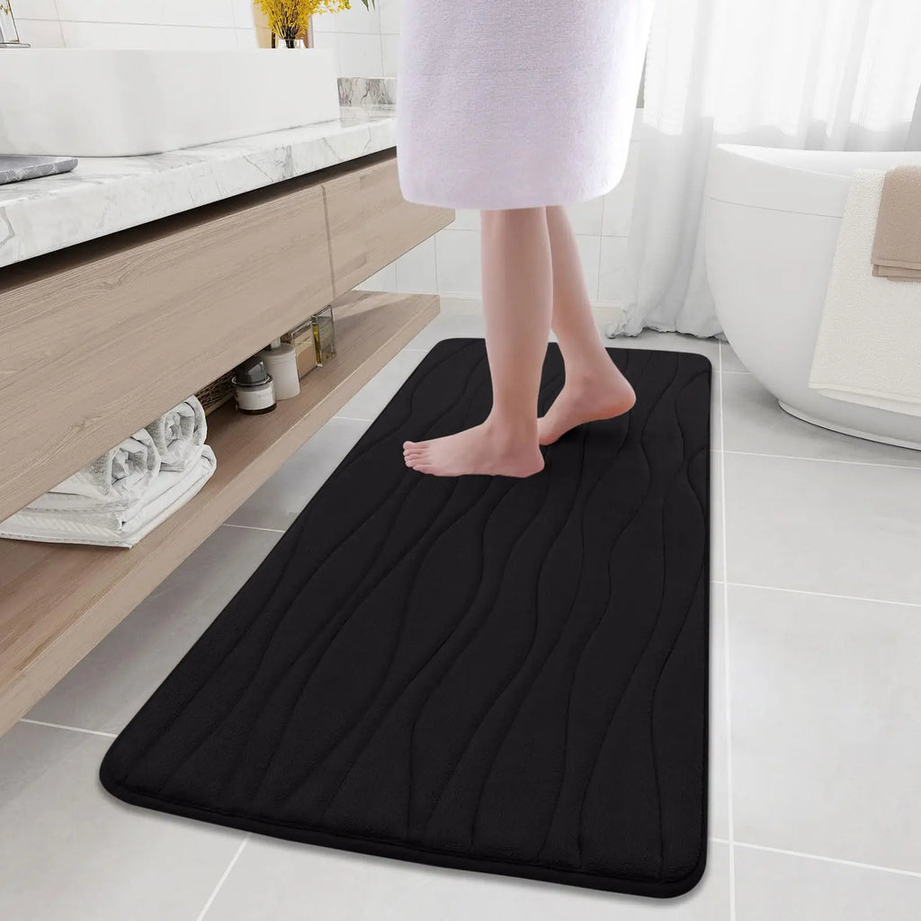 Olanly Memory Foam Mats For Bathroom Highly Absorbent Non-slip Bath Rugs Super Soft Comfort Carpet  Machine Washable Shower Mats