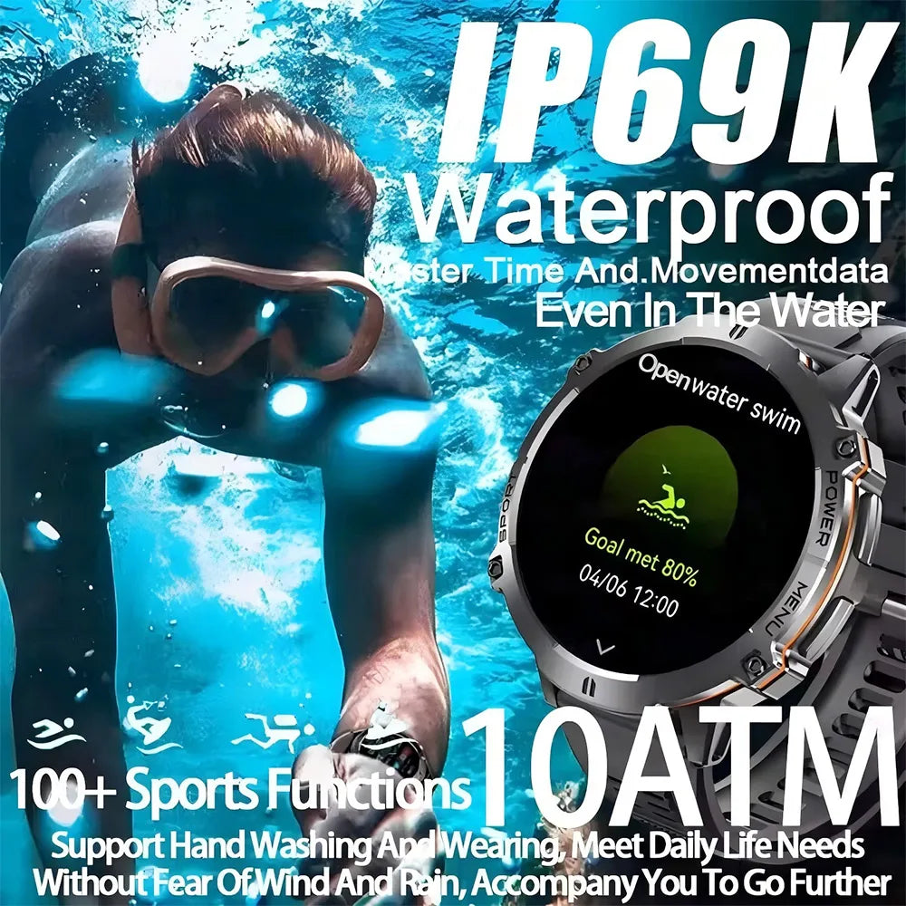 2026 Newly upgraded GPS Military Sports Smart Watch 1000mAh 1.7-inch AMOLED Compass Altimeter Call 10ATM Waterproof Sports Watch