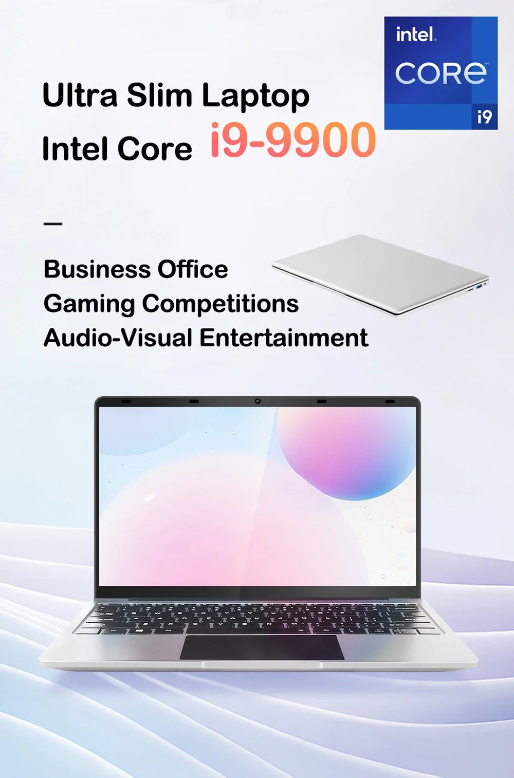 15.6" Portable Laptop Intel I9-9900 32GB DDR4 2TB SSD Sturdy Inflexible Windows11 Notebook for Pc Gaming Office Use