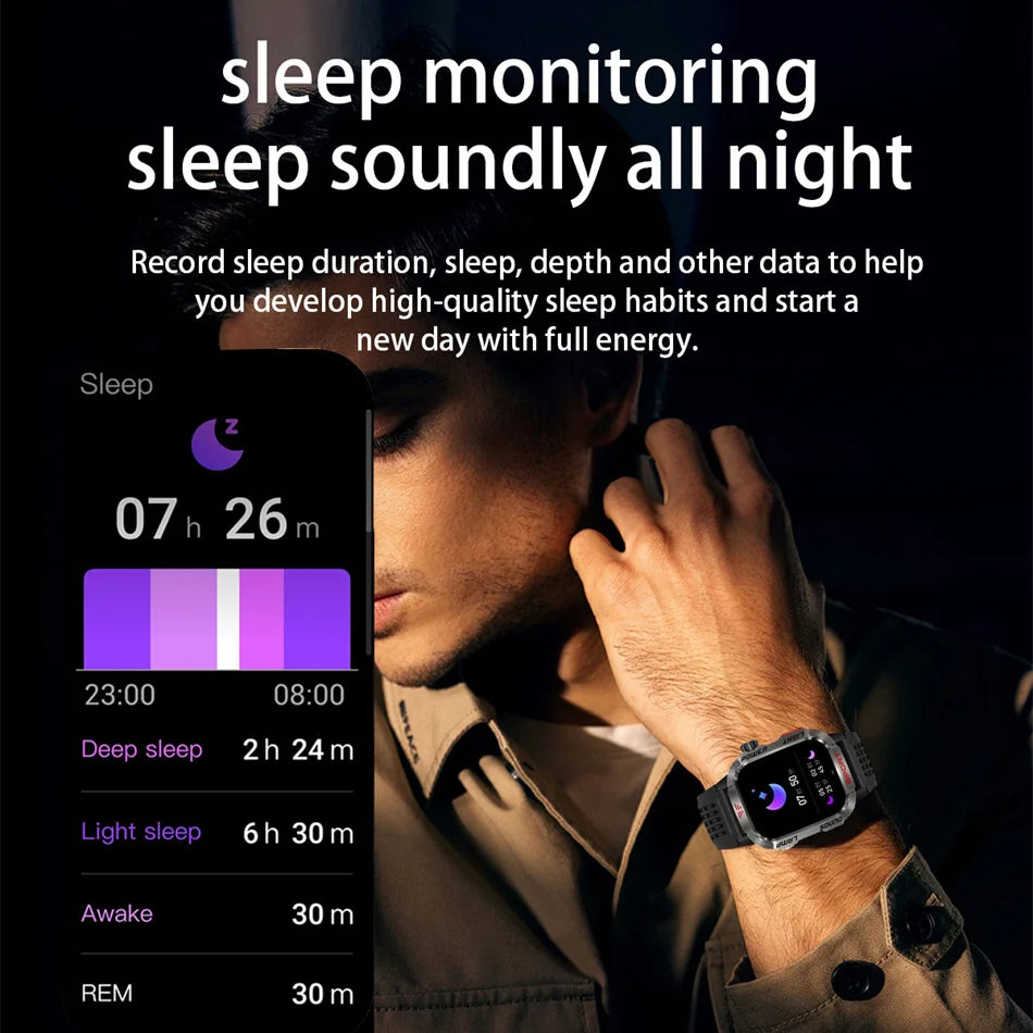 New Military GPS Smart Watch Men Flashlight Compass Waterproof 600mAh Battery Outdoor Sport Tracker Bluetooth Call Smartwatch