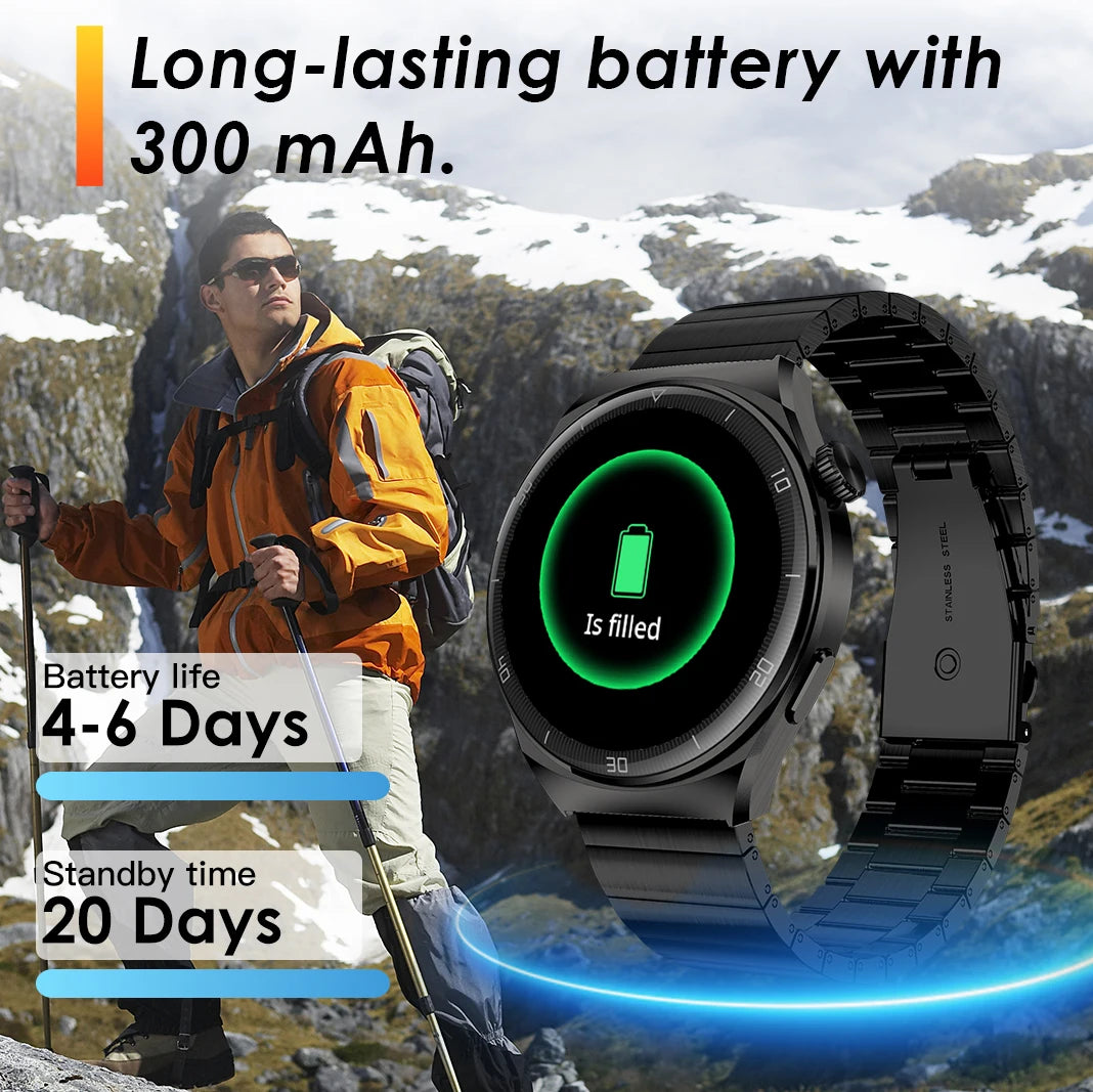 Aurafit Smartwatch NEXA 2/AM05 Bluetooth Chamada, Tela AMOLED 1.43", IP68, Monitor Cardíaco e SpO2, Bateria 300mAh metal de luxo