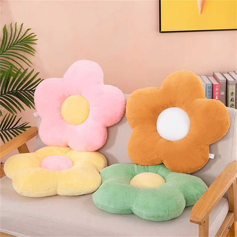 12/35cm Stuffed Five Petal Flower Cushion Girly Room Decor Sunflower Pillow Bay Window Pink Flower Sit Bedroom Seat Pillow