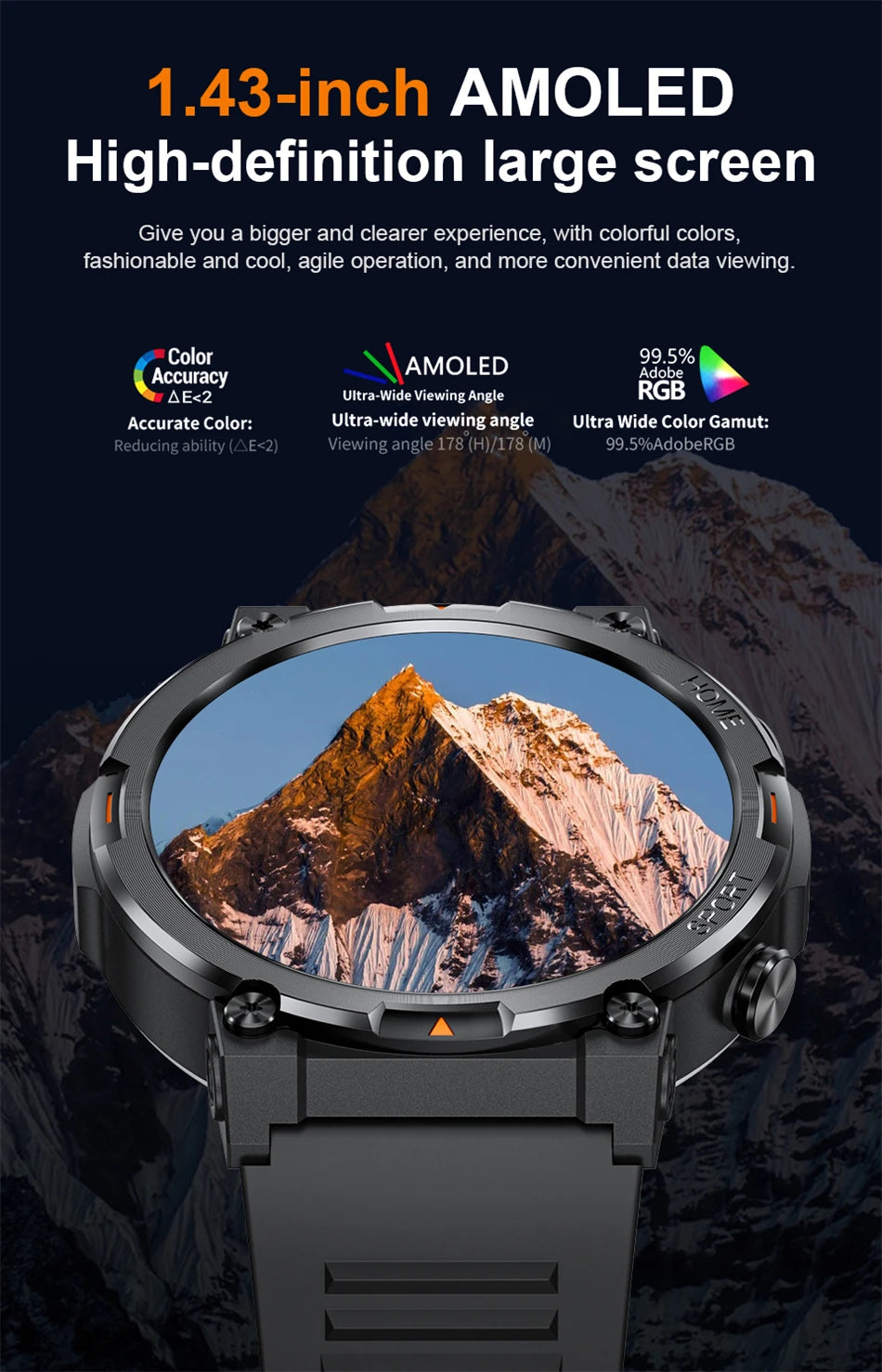 LIGE Smart Watch Men 1.43inch 466*466 AMOLED HD Screen Health Smartwatch Heart Rate Bluetooth Call Watches Sport Fitness Tracker