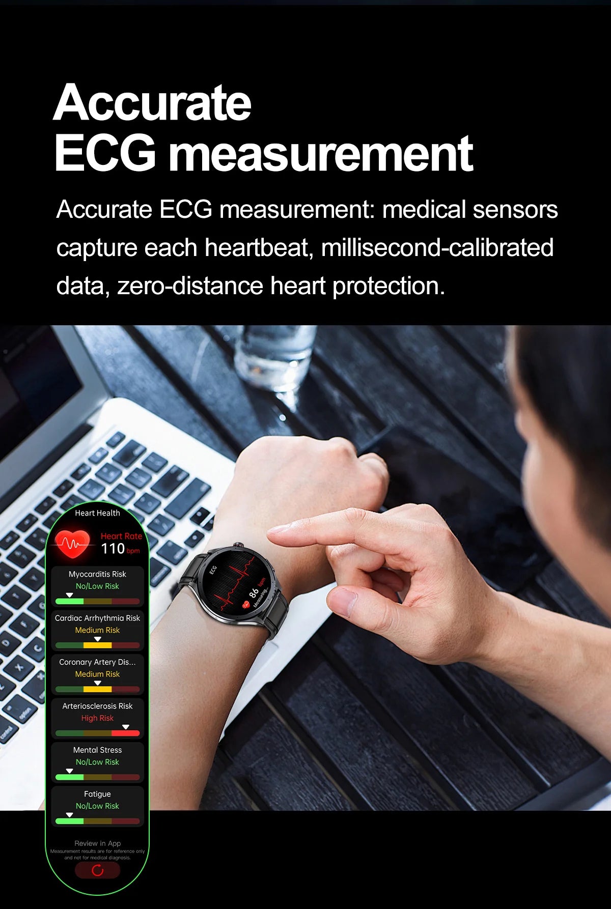 2026 New Body Fat Analysis Health Smart Watch ECG+PPG Uric Acid Blood Pressure Blood Oxygen Clock Call Smart Watch For Men Women