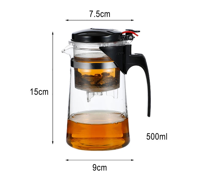 TeaPots Heat Resistant Glass Tea Pot Tea Infuser Chinese Kung Fu Tea Set Kettle Coffee Glass Maker Convenient Office Teapot