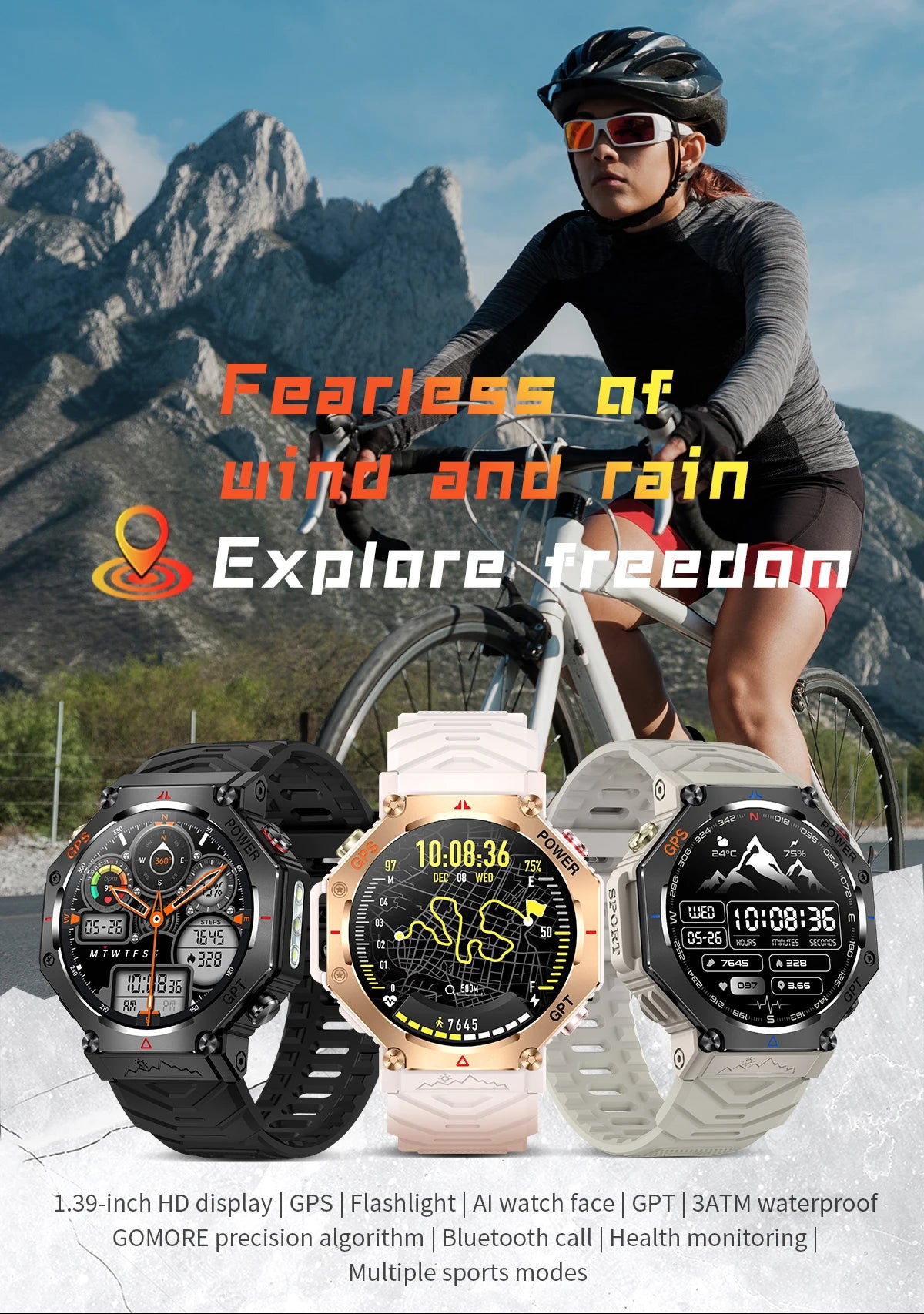 2026 New GPS Smart Watch Built-in Dual-band GNSS 10ATM&IP69K Waterproof AMOLED Compass Original Military Flashlight Smartwatches