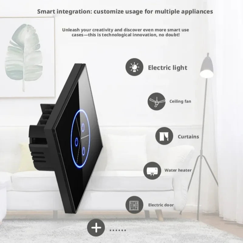 Tuya Smart Life WiFi Smart Touch Switch Tempered Glass Panel WiFi Bluetooth Dual Mode+RF433 Alexa/Google Home Voice Control