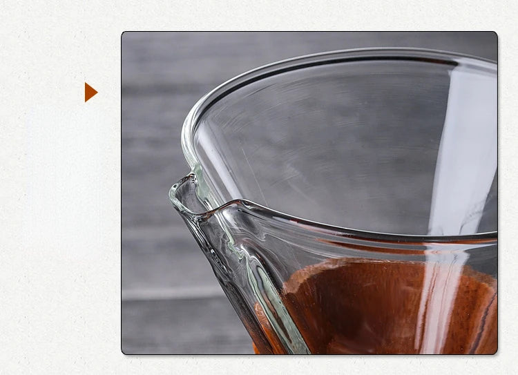 Hand Glass Coffee Kettle with Stainless Steel Filter Drip Brewing Hot Brewer Coffee Pot Dripper Barista Pour Over Coffee Maker