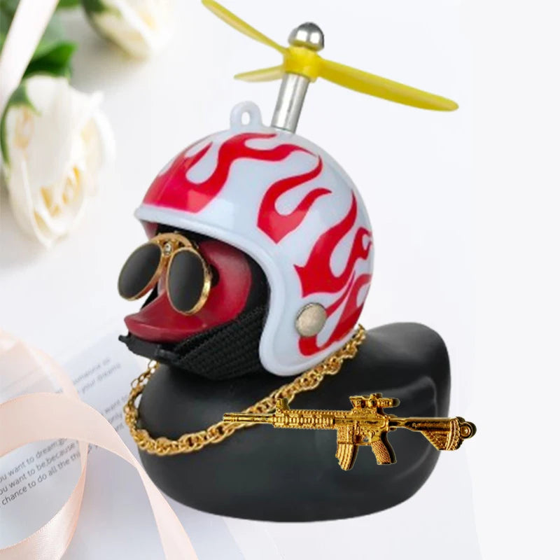 Broken Wind Rubber Duck Motor Accessories Yellow Duck with Helmet Auto Car Accessories Duck In The Car Car Interior Decoration