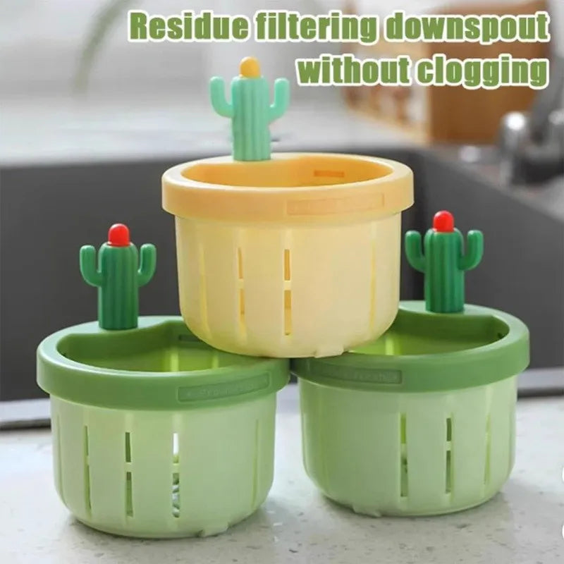 1-5pcs Cactus Sink Drain Strainer Press Automatic Dumping Basket Multi-functional Use Filter Net for Tub Kitchen Waste Collector