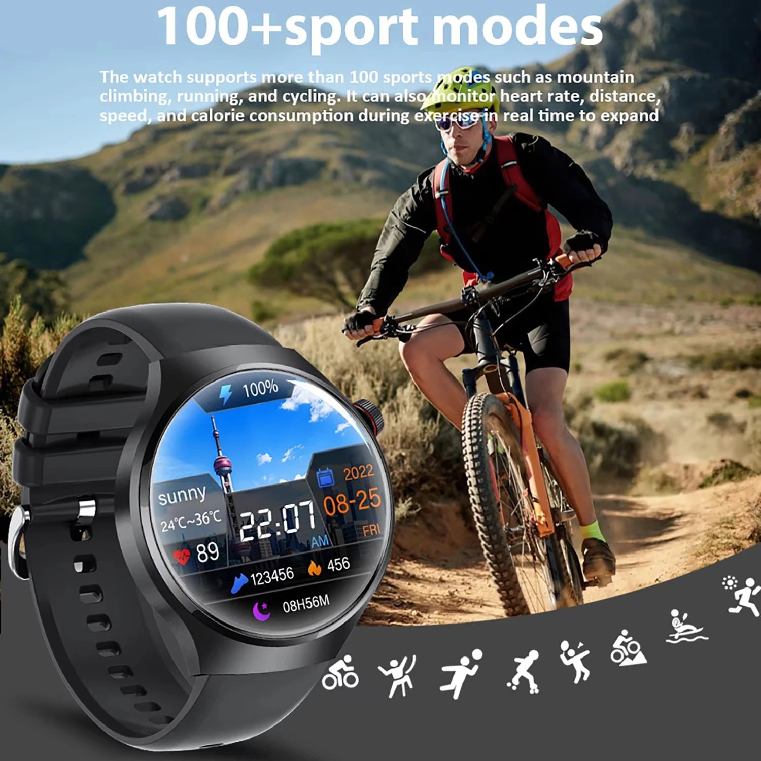 2025 New Bluetooth Call Smart Watch Men For Xiaomi IP68 Waterproof GPS Sports  AMOLED HD Large Screen Heart Rate NFC Watch Gift