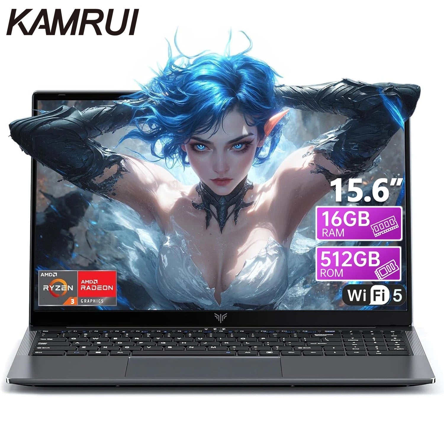KAMRUI LX15PRO AMD Ryzen3 4300U 15.6 Gaming Laptop Computer Windows Laptop IPS 16GB DDR5 512GB NVMe SSD Backlit & Numeric Keyboard Wifi5