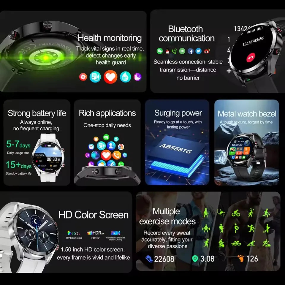 ECG+PPG Bluetooth Call Smart Watch Men Laser Health Blood Pressure Fitnes Sports Watches Man Sports Waterproof Smartwatch+Box