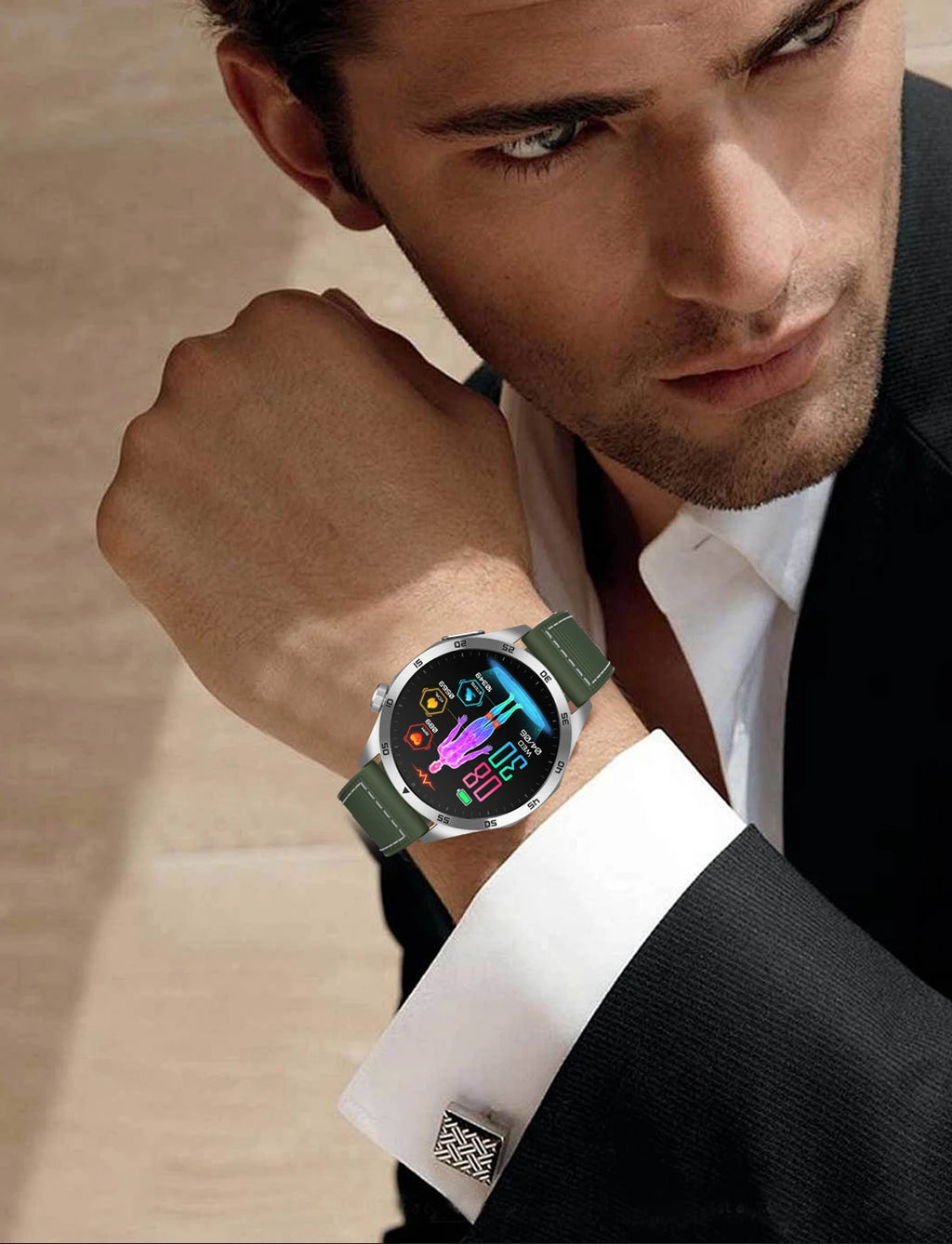 For iOS Android New Health Measurement SmartWatch Men Blood Oxygen Uric Acid ECG+PPG Body Blood Pressure HD Bluetooth Call Watch
