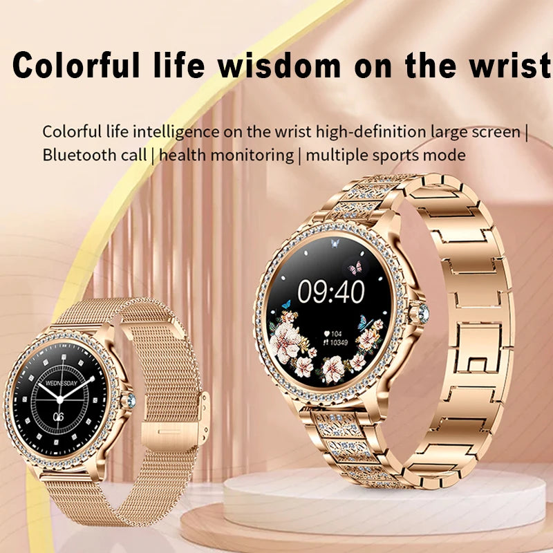 2026 New Fashion Women Diamond Watch 1.32 inch 360*360 HD Display Heart Rate Blood Oxygen Monitoring Bluetooth Call Smartwatch