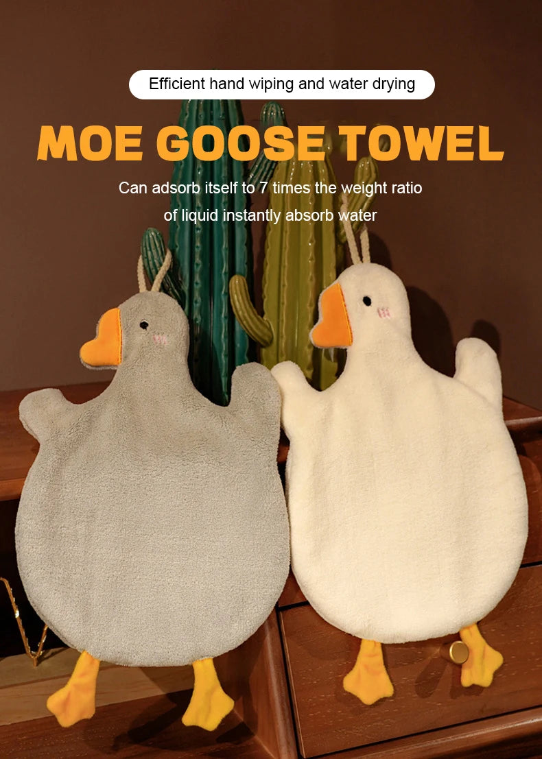 Cartoon Goose Hand Towel for Kitchen Bathroom & Toilet Super Absorbent Quick Dry Hanging Type Hardwearing