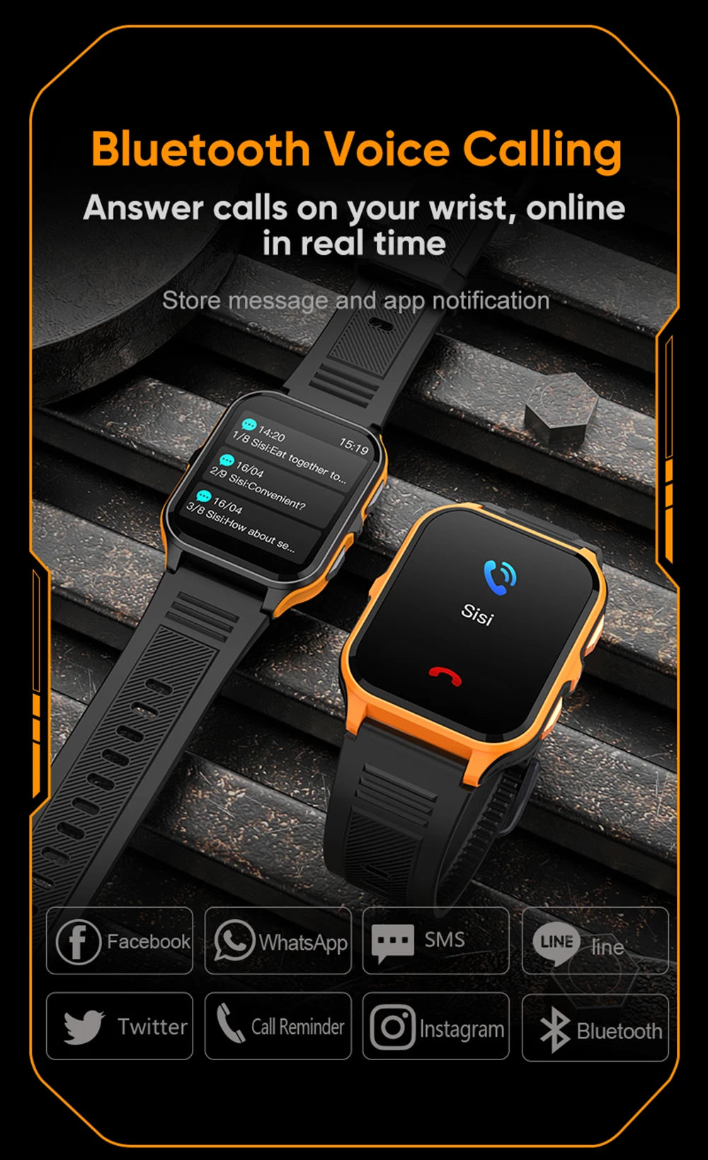 COLMI P73 1.9" Outdoor Military Smart Watch Men Bluetooth Call Smartwatch For Xiaomi Android IOS, IP68 Waterproof Fitness Watch