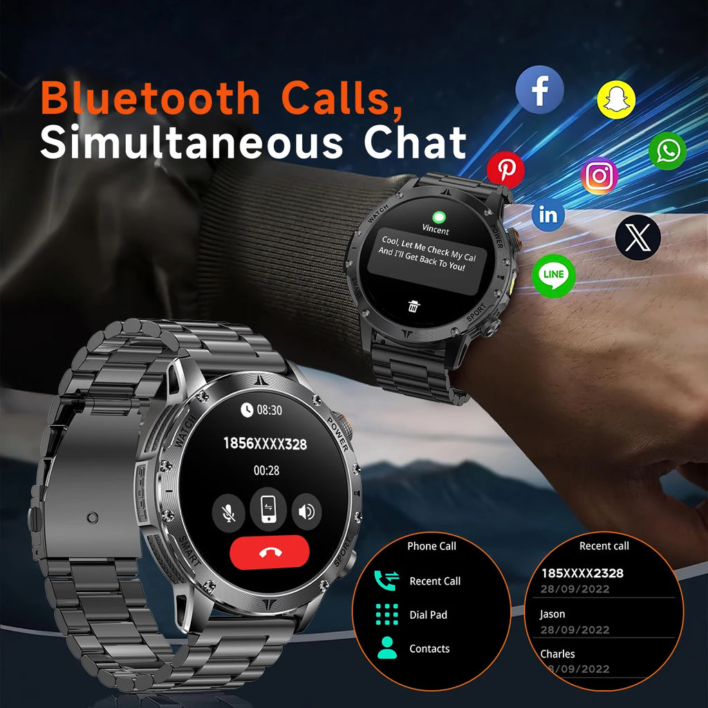 Military 1000mAh Large Battery Smart Watch Digital Bluetooth Call Sports Smartwatch Electronics Watches for Man Android 2026 New