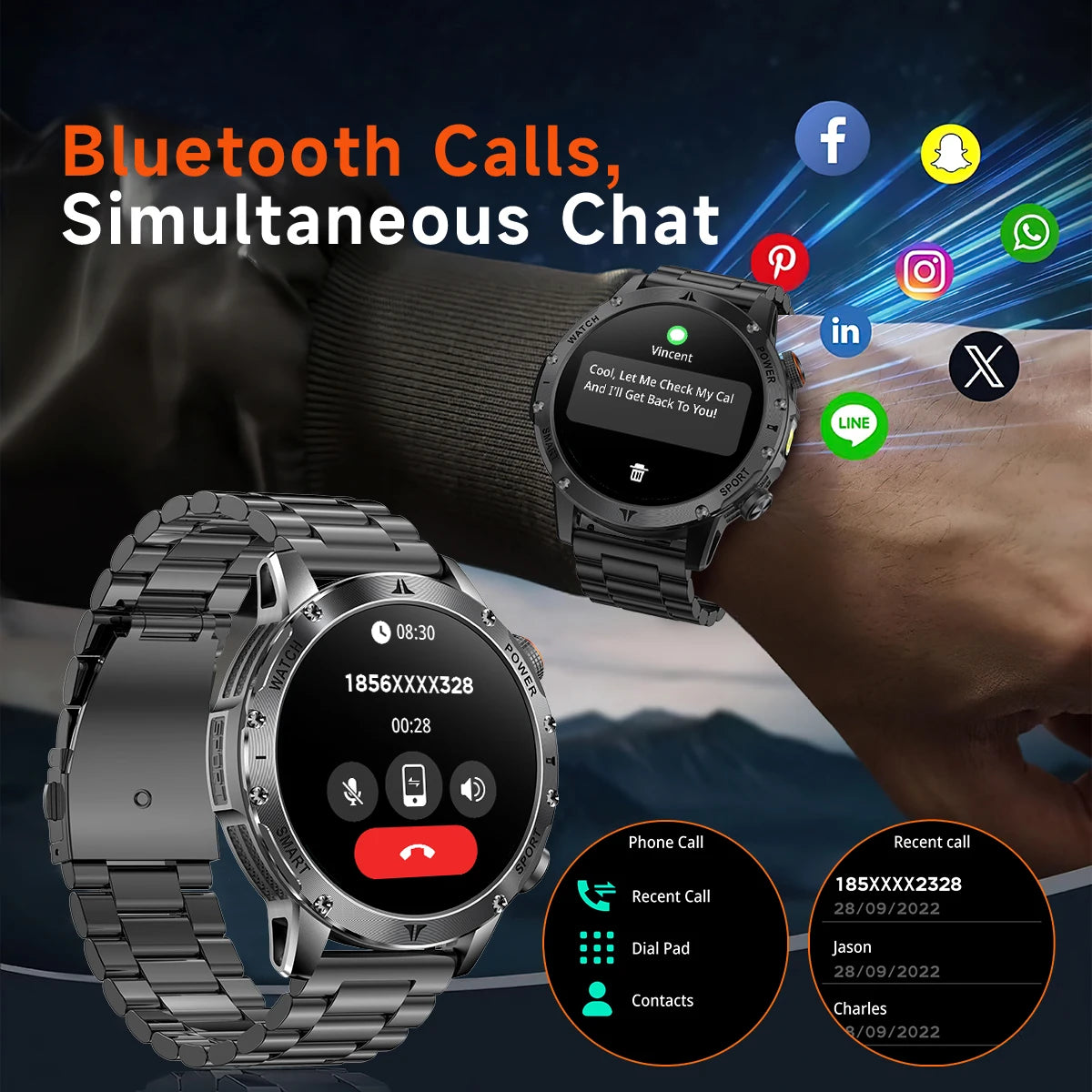 Military 1000mAh Large Battery Smart Watch Digital Bluetooth Call Sports Smartwatch Electronics Watches for Man Android 2026 New