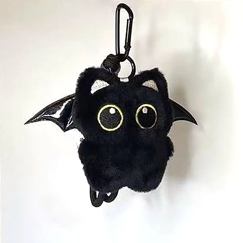 Cute Black Cat Plush Toy Keychain, Cartoon Kitten, Soft Stuffed Doll Pendant, Car Key, Backpack, Bag Decoration