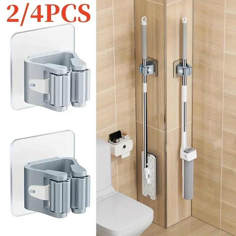 Home Storage Rack wall hanging shelf Bathroom  shower holder storage Traceless Hook Mop Organizer Waterproof Broom Hanger