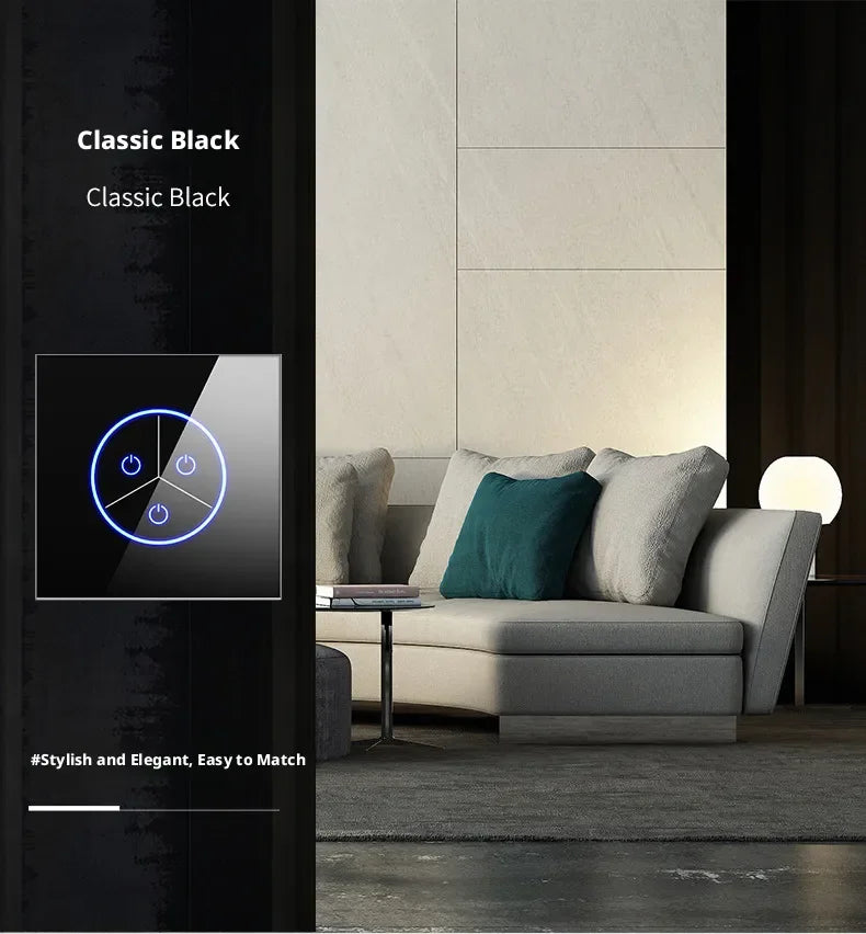 Tuya Smart Life WiFi Smart Touch Switch Tempered Glass Panel WiFi Bluetooth Dual Mode+RF433 Alexa/Google Home Voice Control