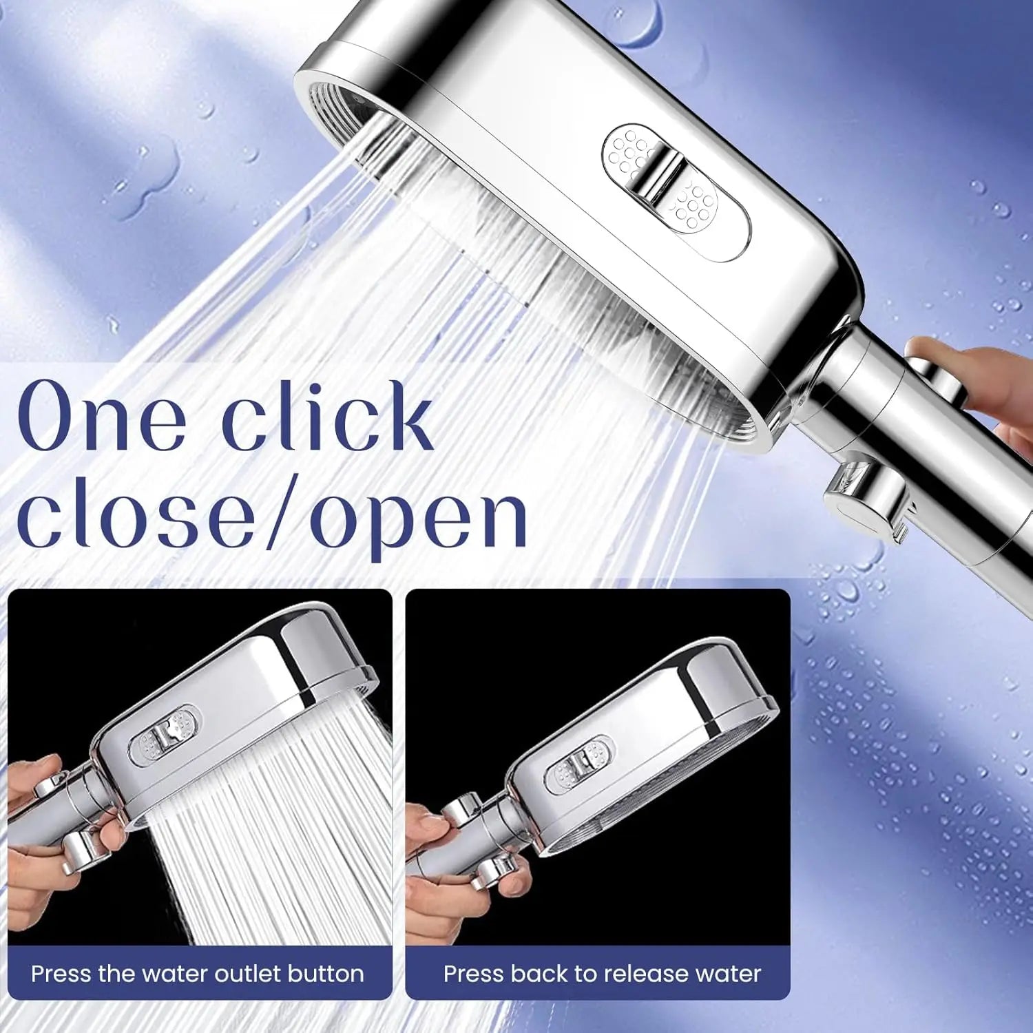 3 Modes Powerful Shower Head Anti-clogging and Easy To Clean Anti Anti-limescale Shower Head Handheld Flexible Bath  Shower Head