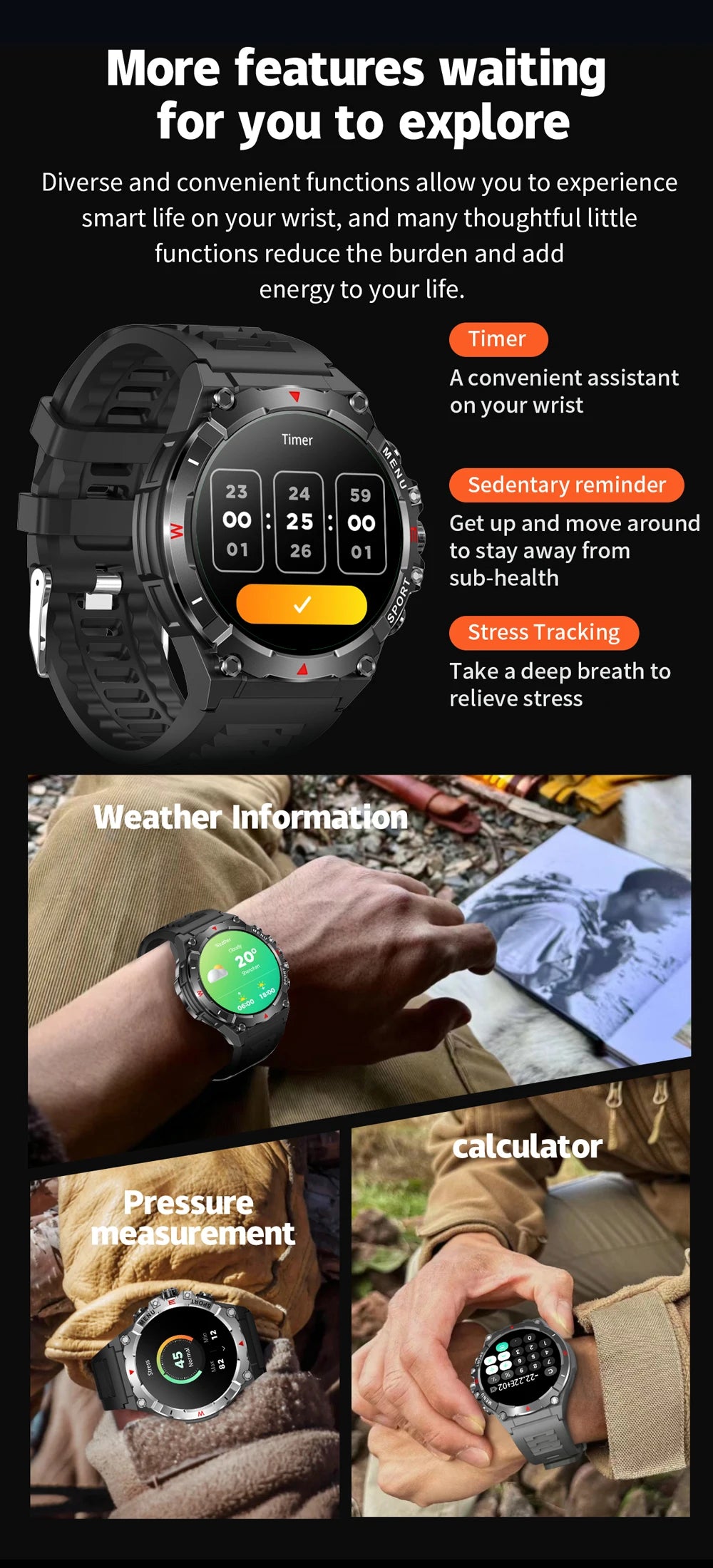 2025 COLMI V76 GPS Smartwatch 1.43" Ultra AMOLED Display Built-in Compass Altimeter Bluetooth Call Smart Watch 500mAh Battery