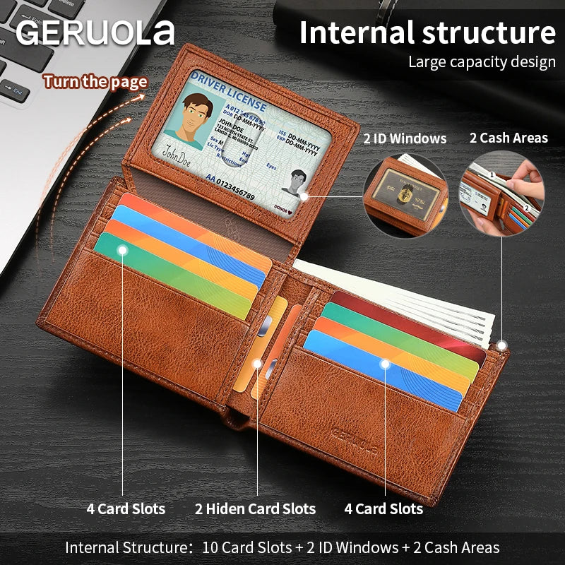 2526 Bestseller Short-style wallet crafted from genuine top-grain cowhide leather Features RFID blocking technology Card slot de