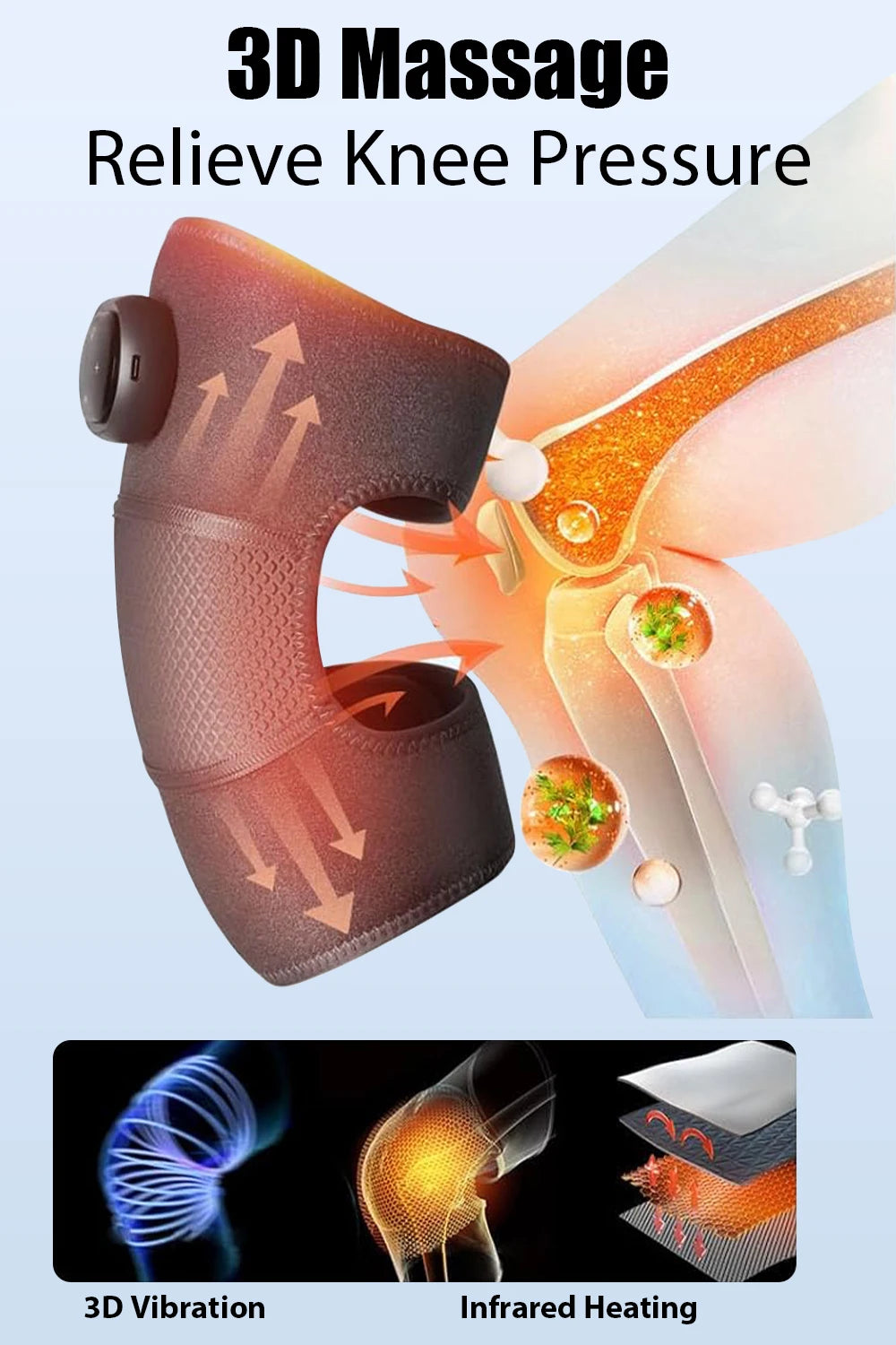 Knee Heating Vibration Massage Joint Physiotherapy Hot Compress Massager Elbow Shoulder Support Thermal Knee Pad Relieve Arthrit