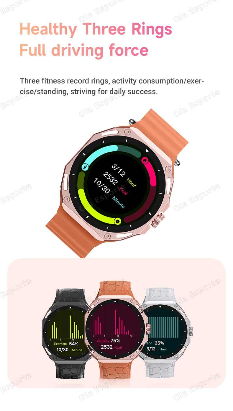 Smartwatch 1.52" AMOLED Screen GPS Track NFC Smart Wartch Waterproof Bluetooth Call Health Monitor Sports Men Women Holiday Gift