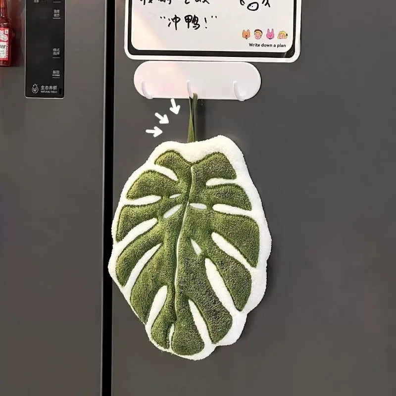 Leaf Hand Towel Absorbent Kitchen Towel Soft Towel Bathroom Accessories Hanging Towels Handkerchief Towels Home Wash Hand Towels