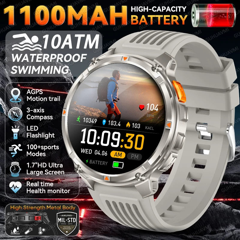 2026 New T-Rex 3 Pro Smart Watch 1100mAh Long Battery Dual-Band GPS 10ATM Waterproof Military Grade Sports Outdoor Smartwatches