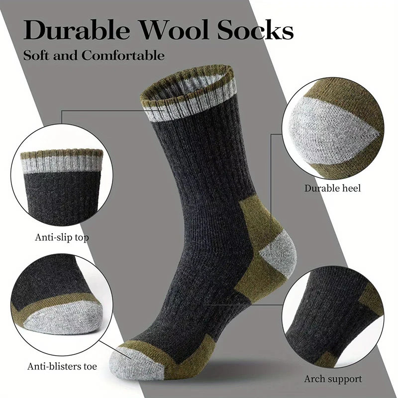 Winter Merino Wool Socks Thickened Warm Moisture Wicking Hiking Socks Men Women Thermal Breathable Durable Cycling Outdoor Socks