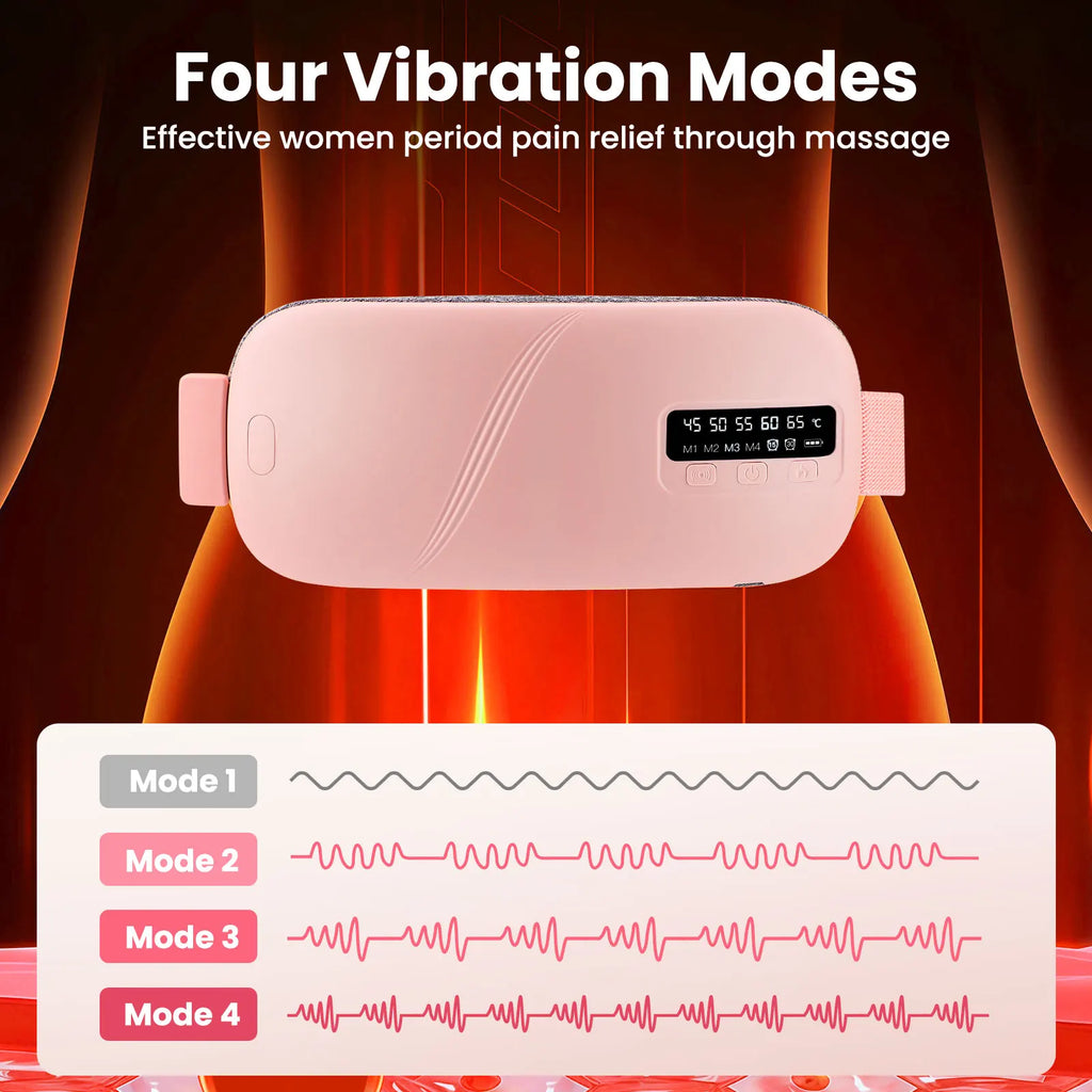Women's Intelligent Menstrual Heating Belt 5-Speed Heat 4-Speed Vibration Massage Womb Warmer Nuangongbao Period Relief Waist Mat