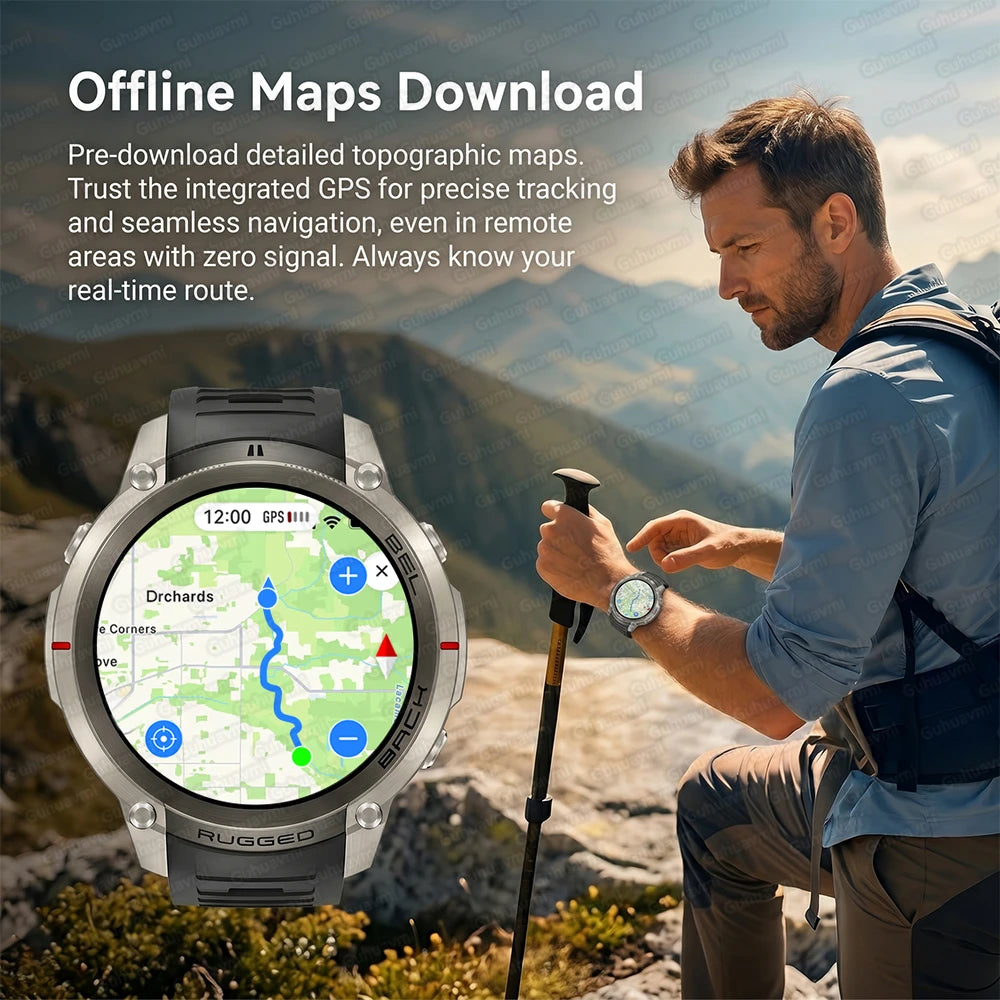 2026New Outdoor GPS Smart Watch Offline Maps Download Compass Tracking 5ATM Waterproof Tactics Sport Smart Bracelet For Men gift