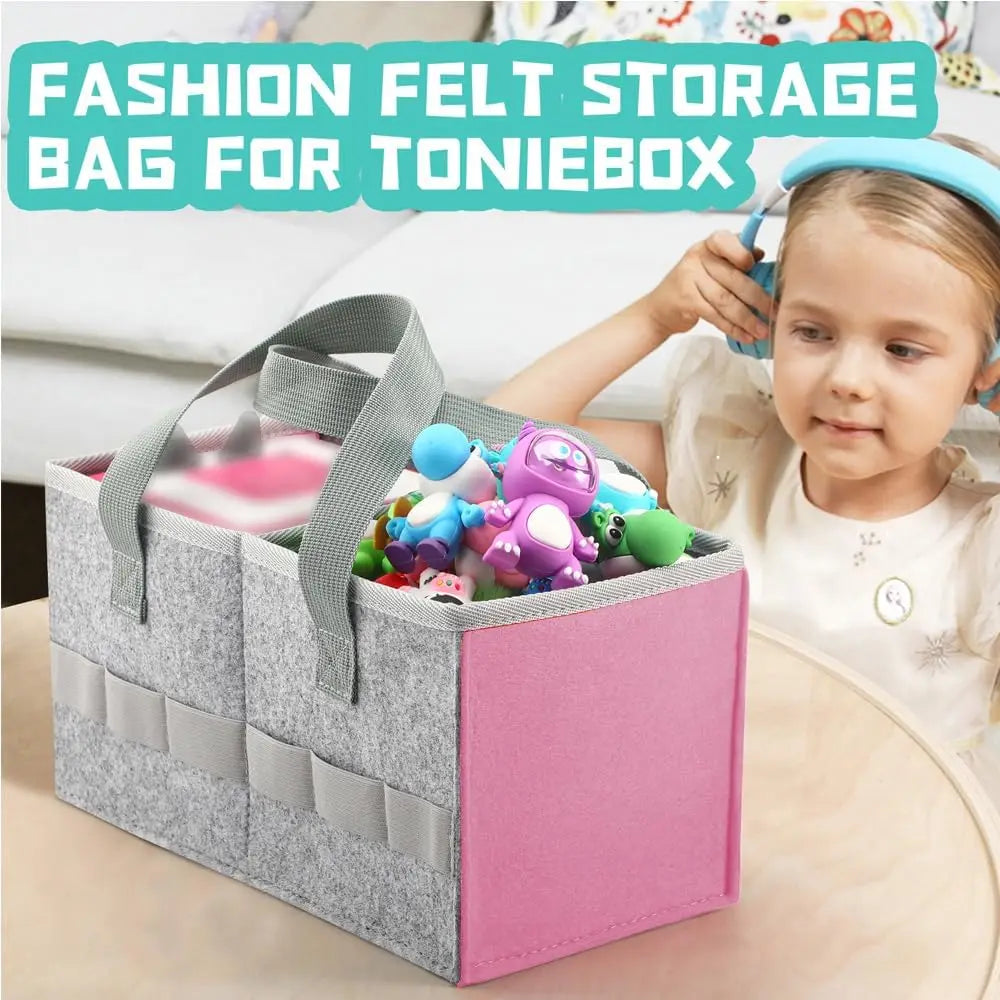 Felt Carrying Case Compatible With Toniebox Starter Set And Tonies Figurine For Travel Home Felt Cloth Musical Toy Folding Bag