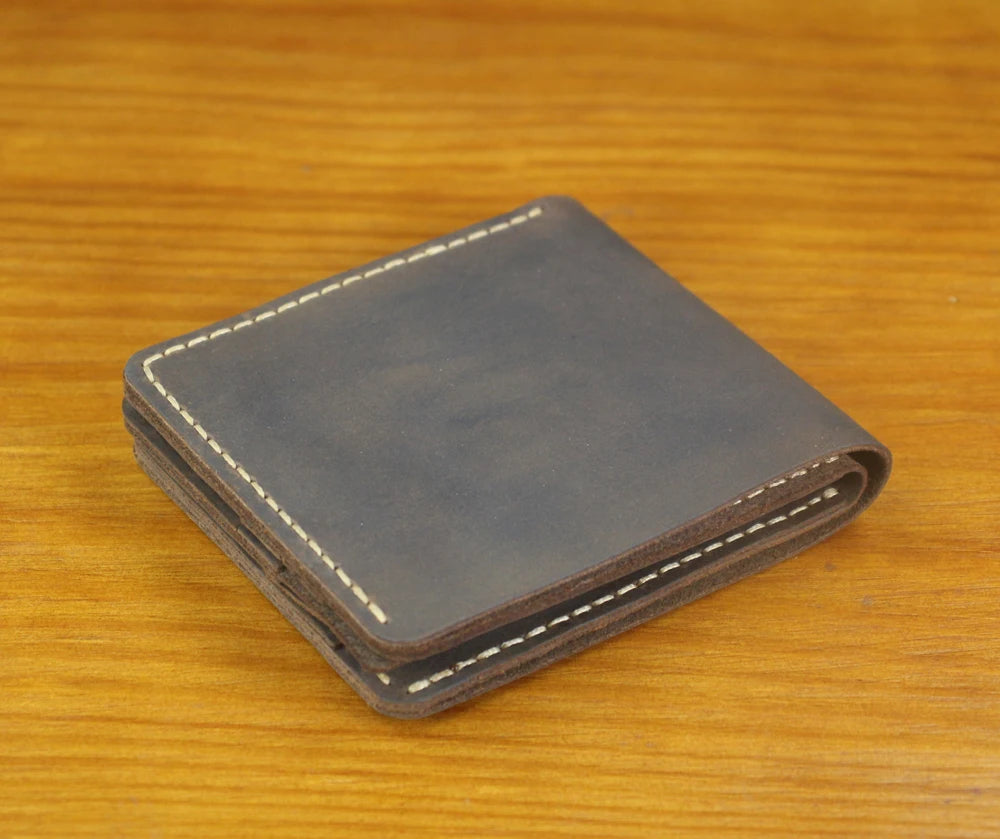 Luxury Handmade 100% Genuine Leather Men Wallet Purse Short Money Clip with Coin Pocket Male Money Bag Multi-Card Wallet Vintage