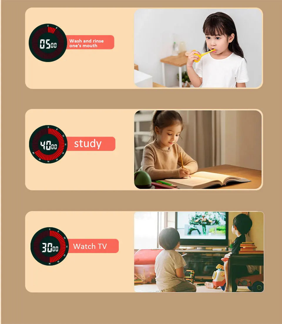 Creative Rotary Timer Visual Analog Timer Rechargeable 60 Minutes Countdown Kids Study Silent Timer for Cooking Shower Study