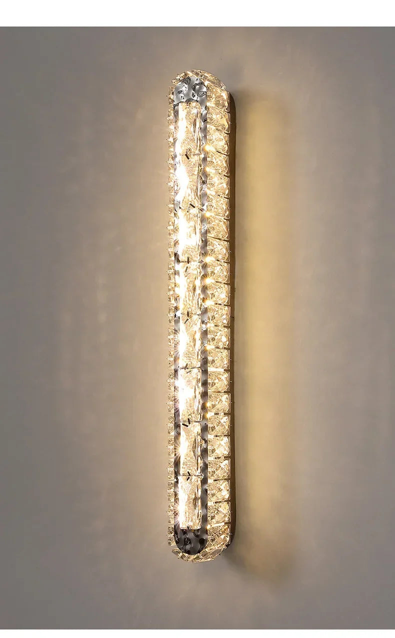 Postmodern Luxury Linear Crystal Wall Light Gold Metal Base G9 Led Wall Sconce 4 Styles Optional Bedroom Bathroom Hotel Lobby
